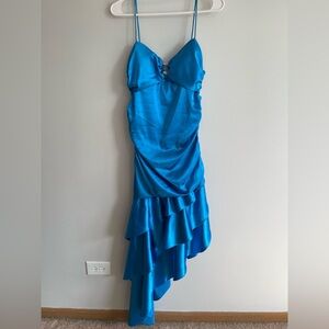 Vintage Made in USA Cache Blue Satin Dress